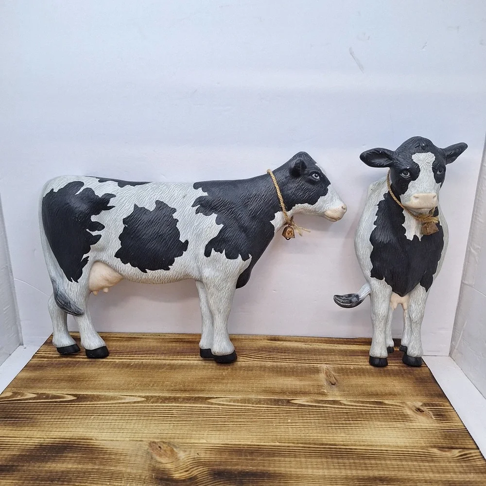 Vintage‎ Set Of 2 Black And White Cow Wall Decor Bells 3D Raised
